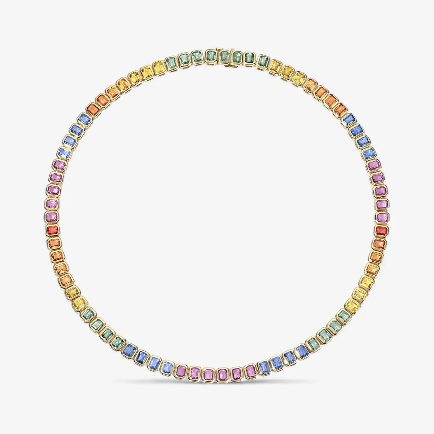 LUNERA Emerald Cut Rainbow Crystal Tennis Necklace