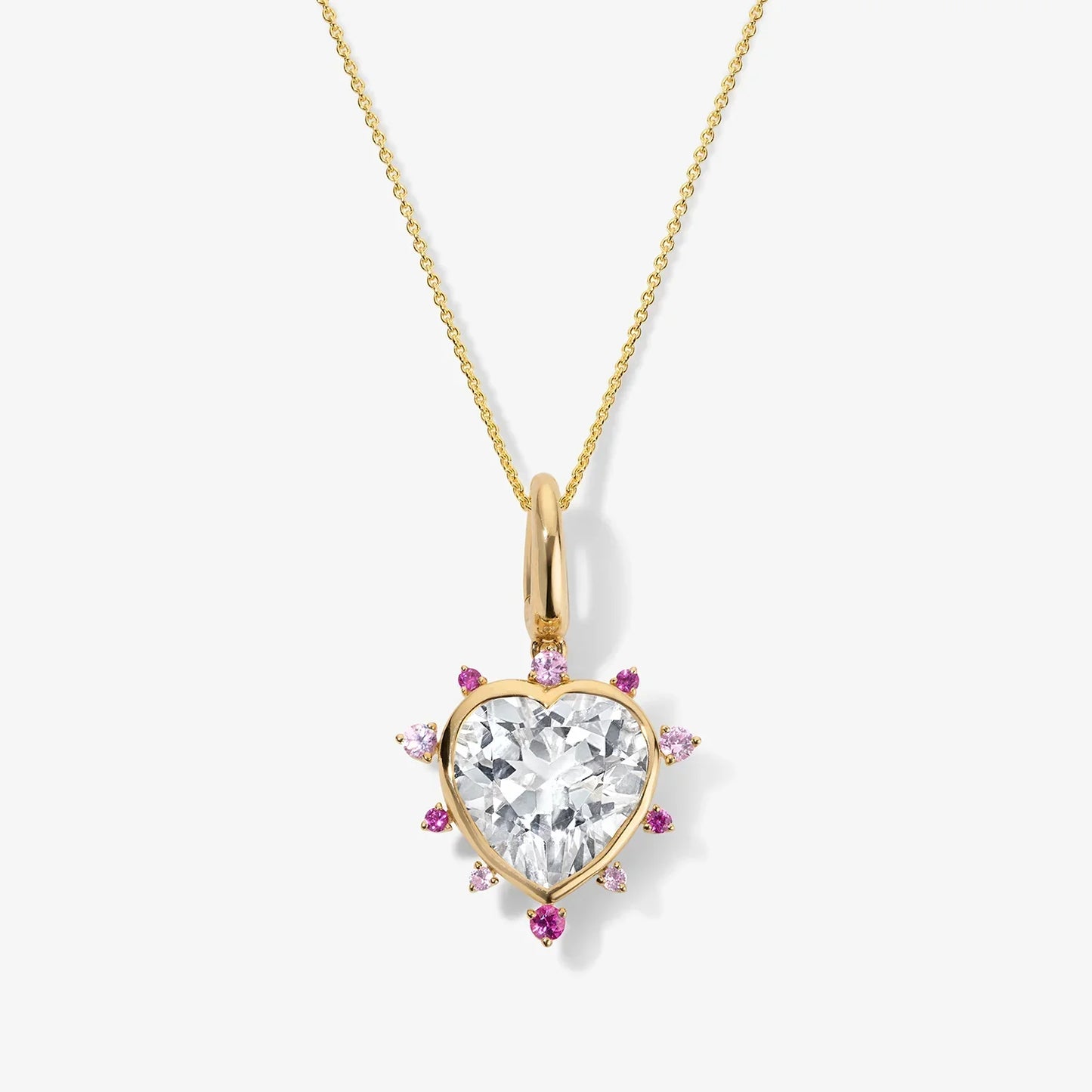LUNERA Heart Charm with Pink Crystal Halo