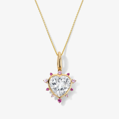 LUNERA Heart Charm with Pink Crystal Halo