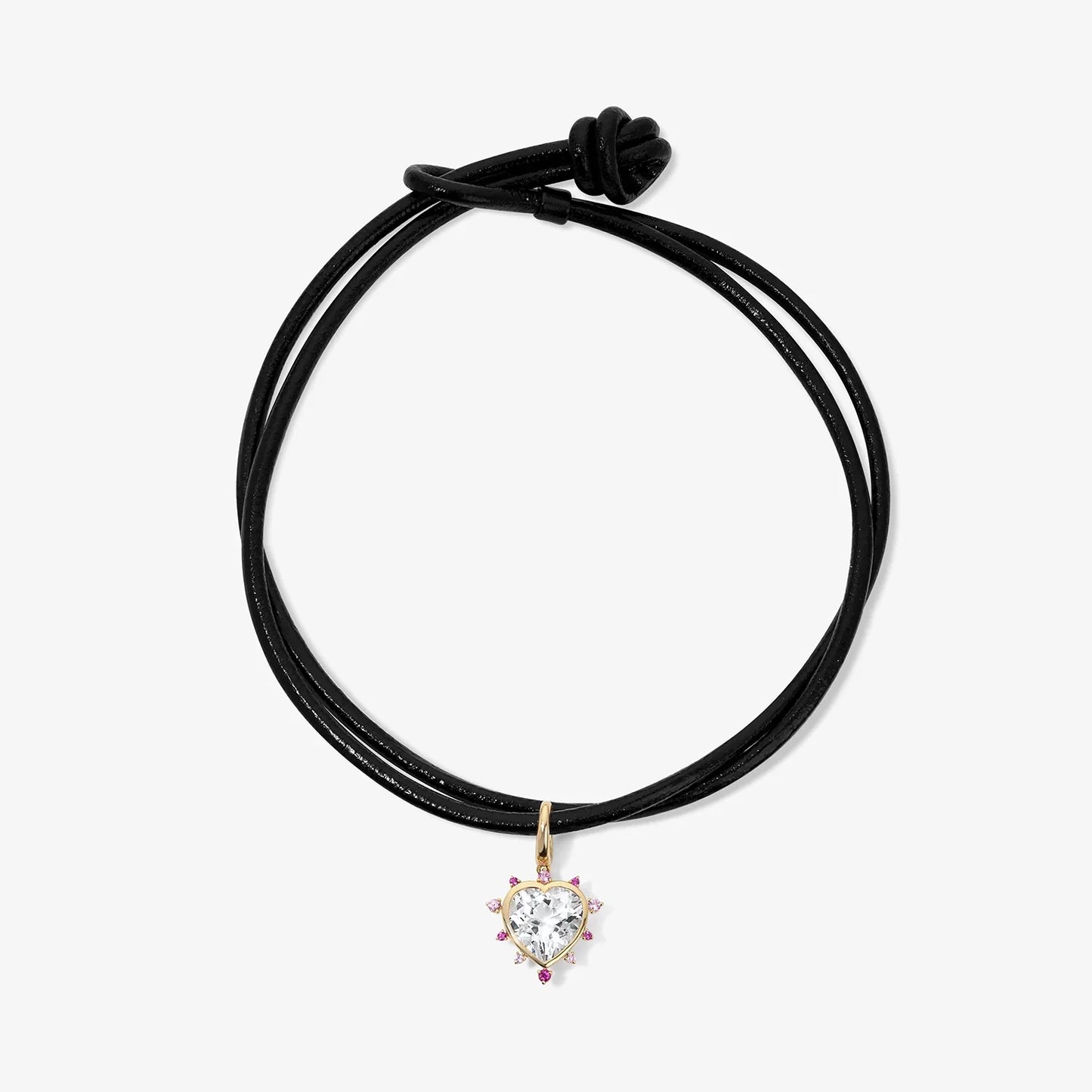 LUNERA Heart Charm with Pink Crystal Halo