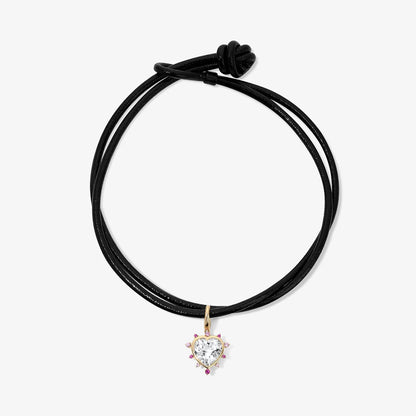 LUNERA Heart Charm with Pink Crystal Halo