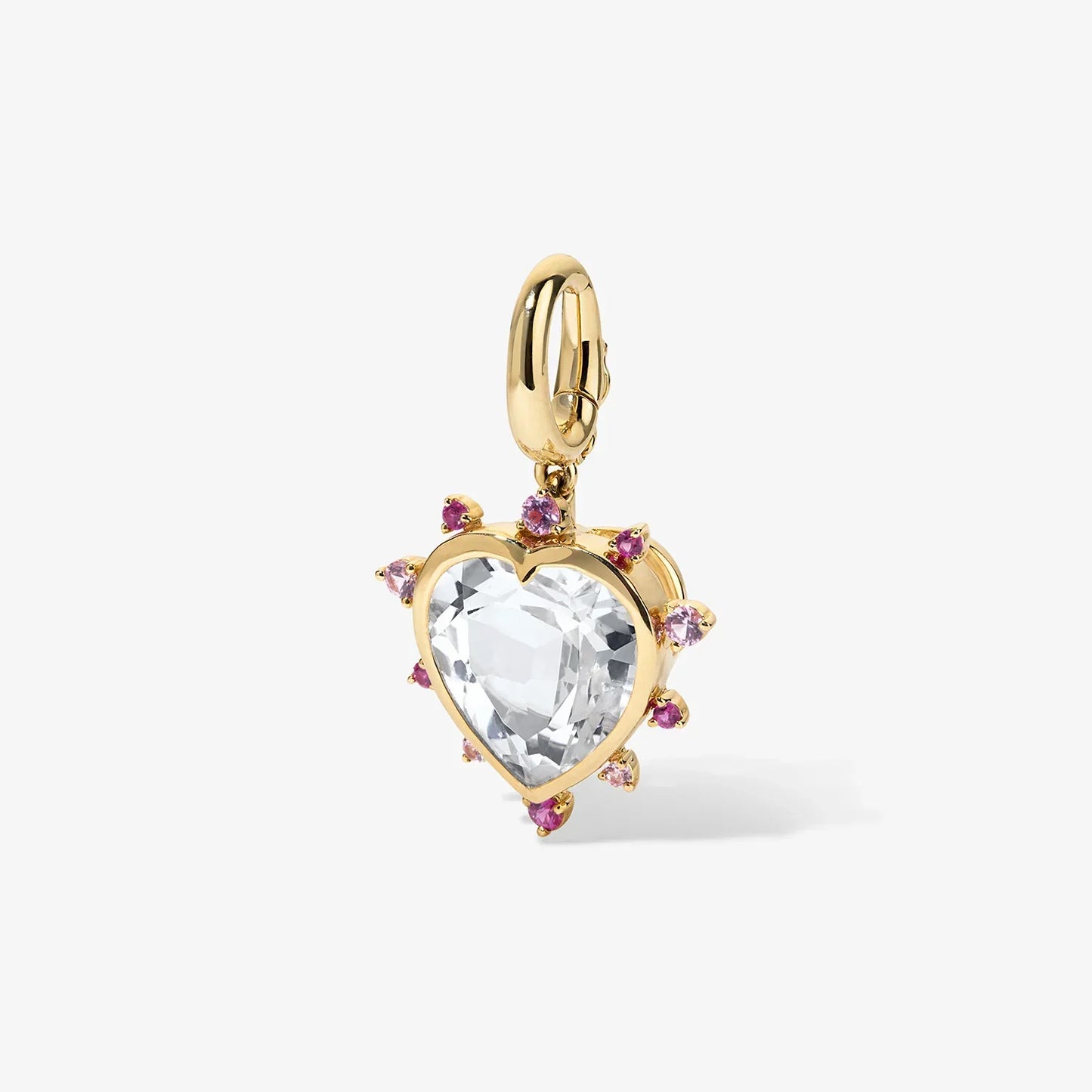 LUNERA Heart Charm with Pink Crystal Halo