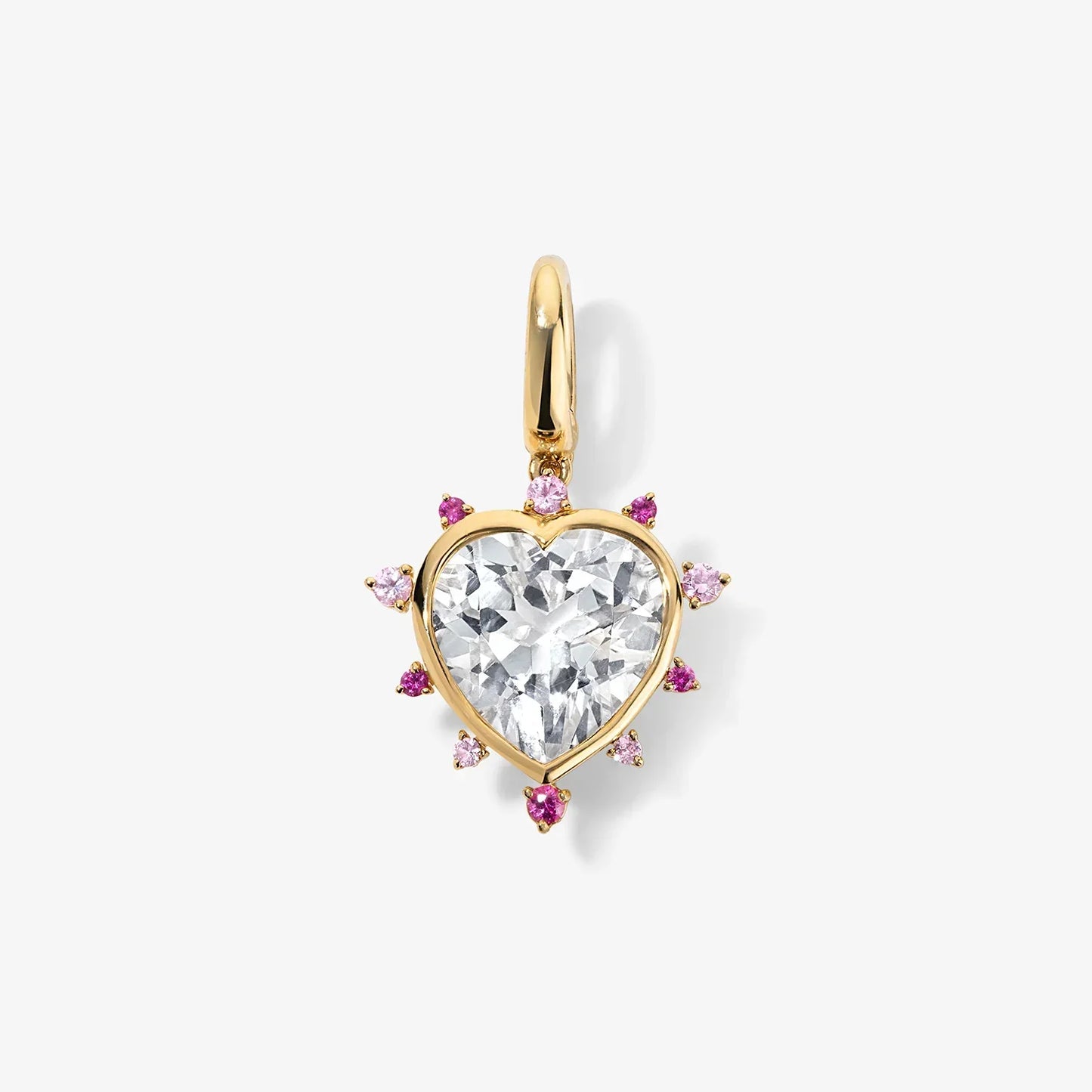 LUNERA Heart Charm with Pink Crystal Halo