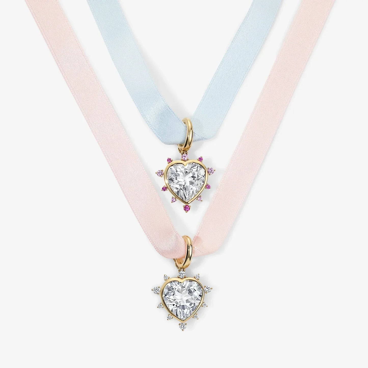 LUNERA Heart Charm with Pink Crystal Halo