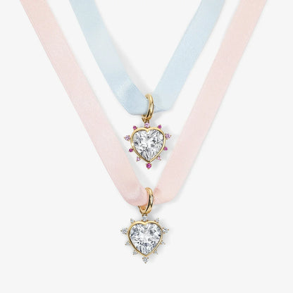 LUNERA Heart Charm with Pink Crystal Halo