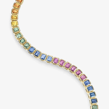 LUNERA Emerald Cut Rainbow Crystal Tennis Necklace