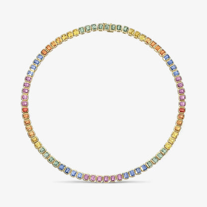LUNERA Emerald Cut Rainbow Crystal Tennis Necklace